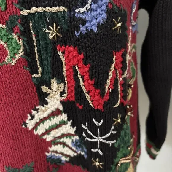 Vintage Tiara International Ugly Christmas Sweater Medium Merry Holiday Bear - Picture 3 of 6